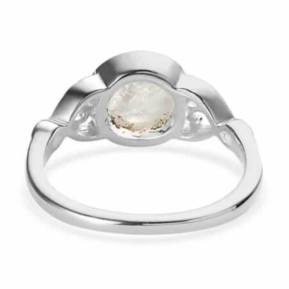 SOLDDainty Genuine Rainbow Moonstone Solitaire Ring in Sterling  Silver - Picture 9 of 9